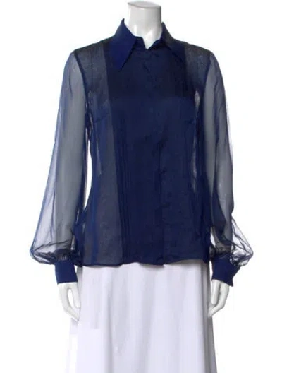 Pre-owned Escada Long Sleeve Blouse In Blue