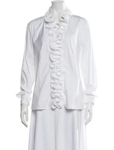 Pre-owned Escada Long Sleeve Blouse W/ Tags In White