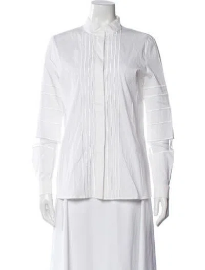 Pre-owned Escada Long Sleeve Blouse In White