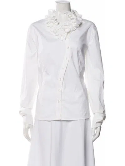 Pre-owned Escada Long Sleeve Blouse In White