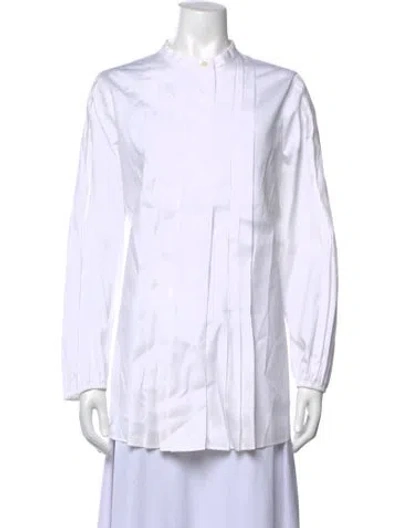 Pre-owned Escada Long Sleeve Blouse In White