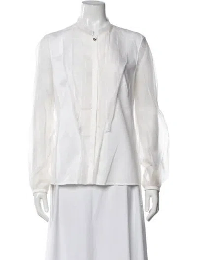 Pre-owned Escada Long Sleeve Blouse In White