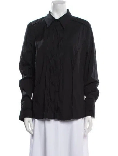 Pre-owned Escada Long Sleeve Button-up Top In Black