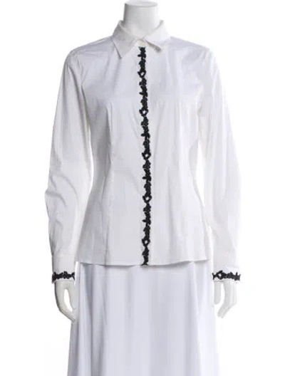 Pre-owned Escada Long Sleeve Button-up Top In Multi