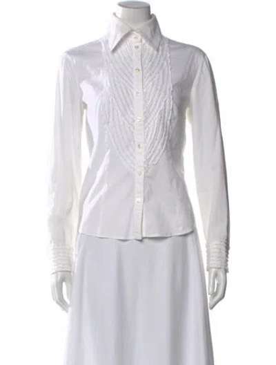 Pre-owned Escada Long Sleeve Button-up Top In Neutral