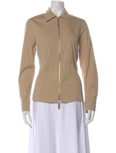 Pre-owned Escada Long Sleeve Button-up Top In Neutral