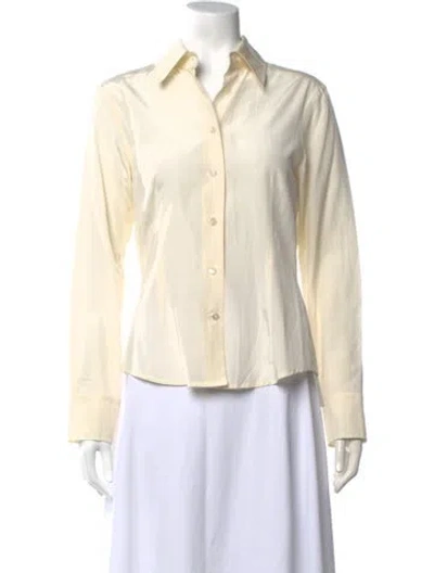 Pre-owned Escada Long Sleeve Button-up Top In Neutral