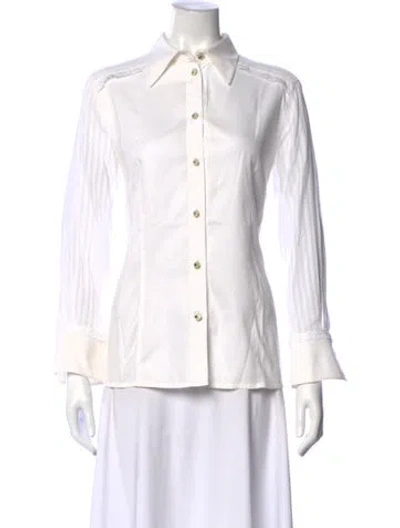 Pre-owned Escada Long Sleeve Button-up Top In Neutral