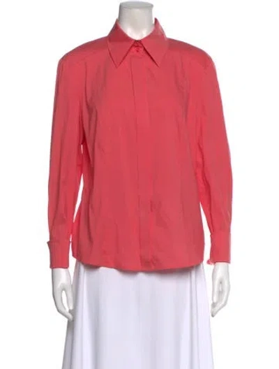 Pre-owned Escada Long Sleeve Button-up Top In Pink