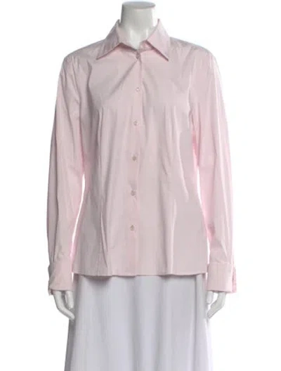 Pre-owned Escada Long Sleeve Button-up Top In Pink