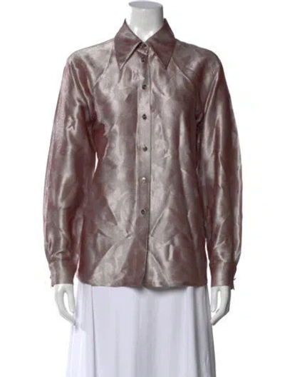Pre-owned Escada Long Sleeve Button-up Top In Pink