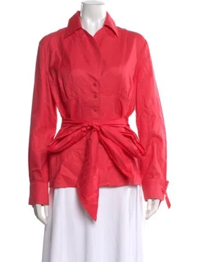 Pre-owned Escada Long Sleeve Button-up Top In Pink