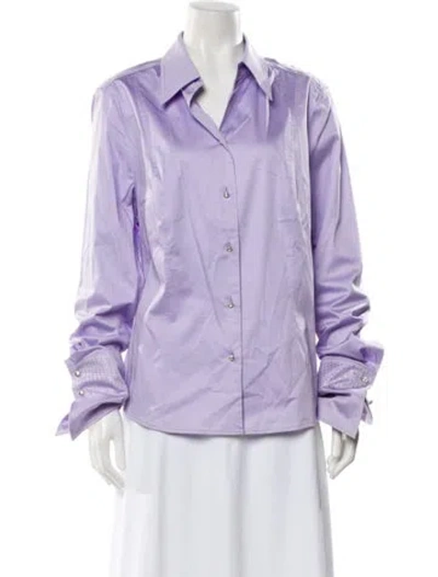 Pre-owned Escada Long Sleeve Button-up Top In Purple