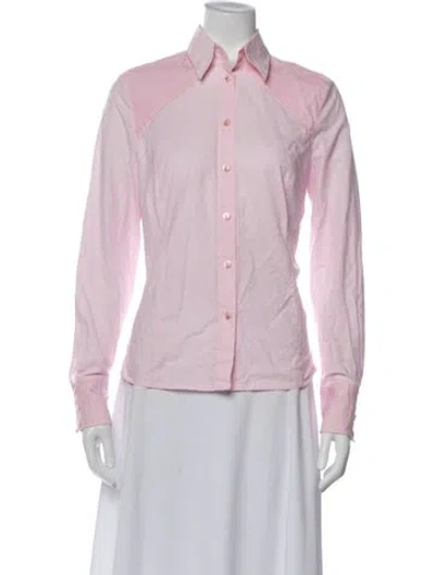 Pre-owned Escada Long Sleeve Button-up Top In Purple