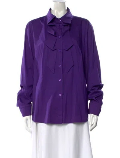 Pre-owned Escada Long Sleeve Button-up Top In Purple