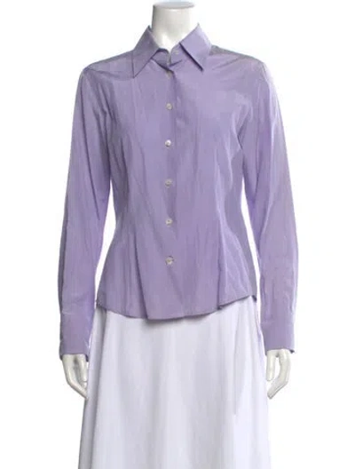 Pre-owned Escada Long Sleeve Button-up Top In Purple