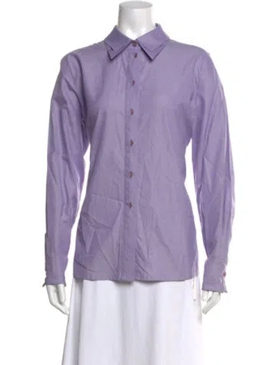 Pre-owned Escada Long Sleeve Button-up Top In Purple