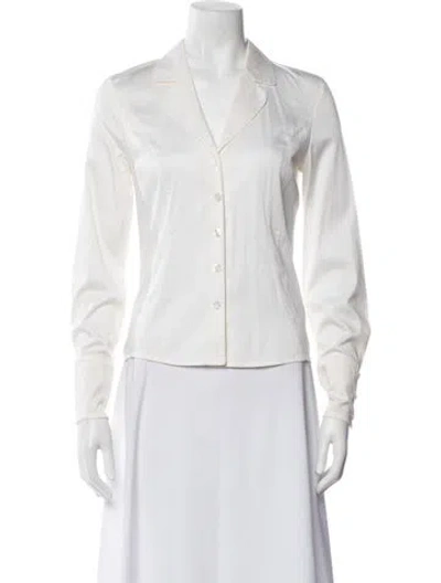 Pre-owned Escada Long Sleeve Button-up Top In White