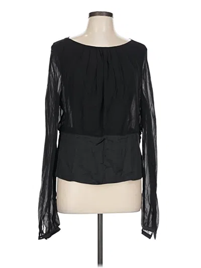 Pre-owned Escada Long Sleeve Silk Top Black Square Neckline Tops