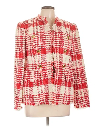 Pre-owned Escada Long Sleeve Silk Top Red Square Neckline Tops