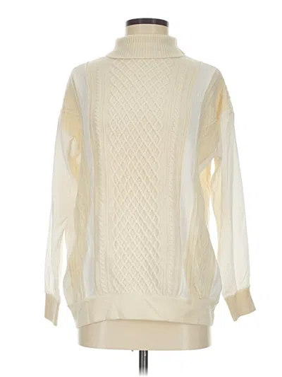 Pre-owned Escada Long Sleeve Top Ivory Turtleneck Tops In White
