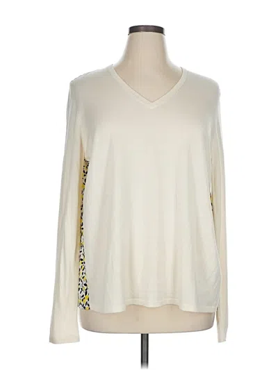 Pre-owned Escada Long Sleeve Top Ivory V Neck Tops In White