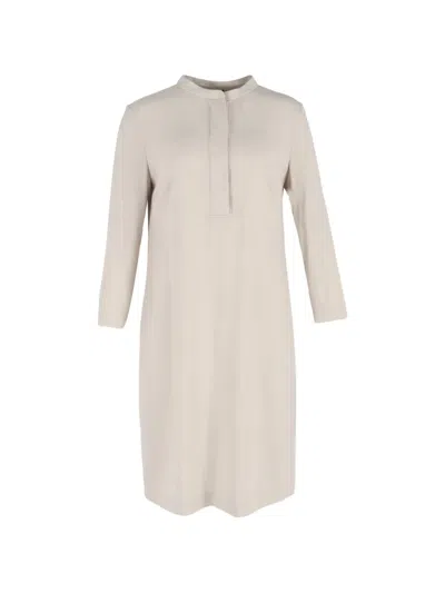 Pre-owned Escada Mandarin-collared Dress In Neutral
