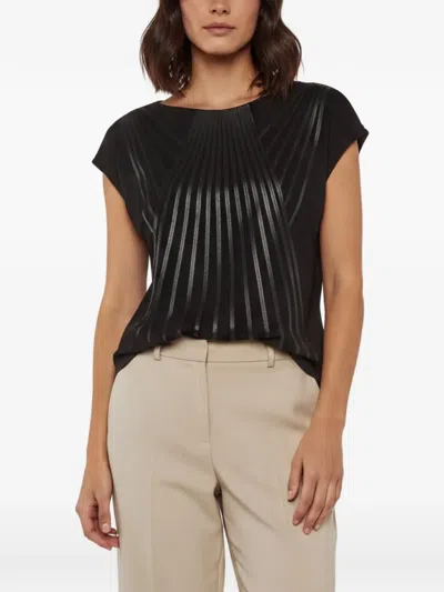Pre-owned Escada Manresa Leather-detail T-shirt In Black