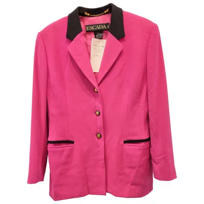 Pre-owned Escada Margaretha Ley 1980s Vintage Fucsia Wool Blazer Jacket Size 40 In Pink