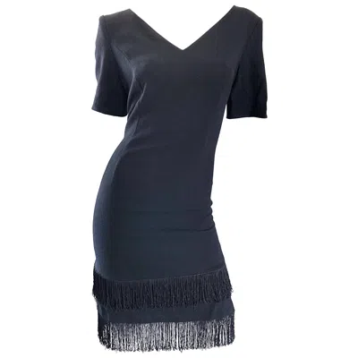 Pre-owned Escada Margaretha Ley 1990s Escada By Margaretha Ley Black Flapper Fringe Vintage Dress Size 8 / 10