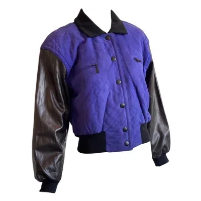 Pre-owned Escada Margaretha Ley 1990s Escada Royal Blue Suede And Leather Bomber