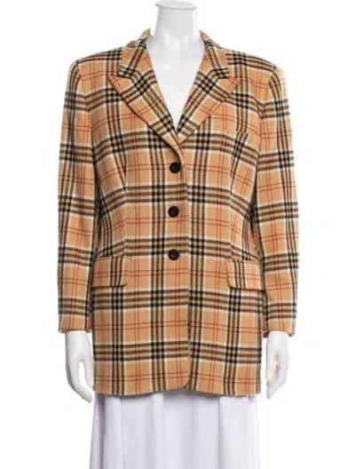 Pre-owned Escada Margaretha Ley Cashmere Plaid Print Blazer In Neutrals