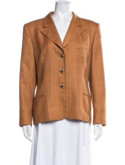 Pre-owned Escada Margaretha Ley Cashmere Plaid Print Blazer In Yellow