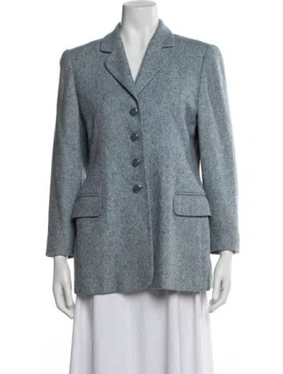 Pre-owned Escada Margaretha Ley Cashmere Tweed Pattern Blazer In Blue