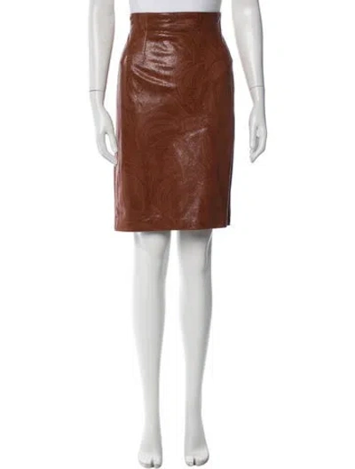 Pre-owned Escada Margaretha Ley Embossed Leather Knee-length Skirt In Multi