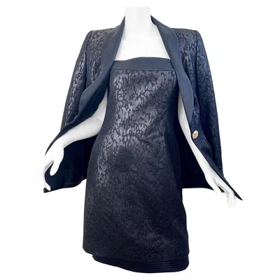 Pre-owned Escada Margaretha Ley Escada Couture 1990s Nwt Black Size 38 Vintage 90s Strapless Dress + Jacket Suit