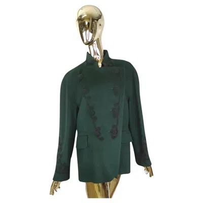 Pre-owned Escada Margaretha Ley Escada Dark Green Embroidered Blazer