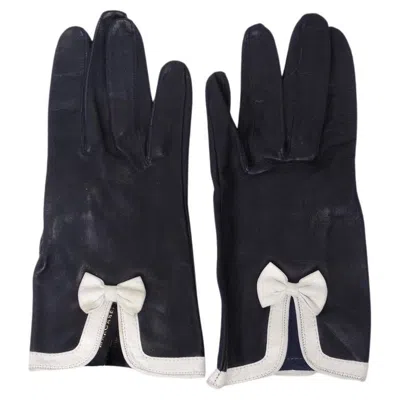 Pre-owned Escada Margaretha Ley Escada Leather Bow Motif Gloves In Black