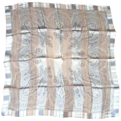 Pre-owned Escada Margaretha Ley Escada Silk Scarf Made In Italy Sheer Paisley Print 1990s New, Never Worn In Gray
