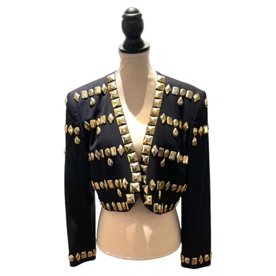 Pre-owned Escada Margaretha Ley Escada Vintage Embroidered Wool Spencer - Size D 40, Black