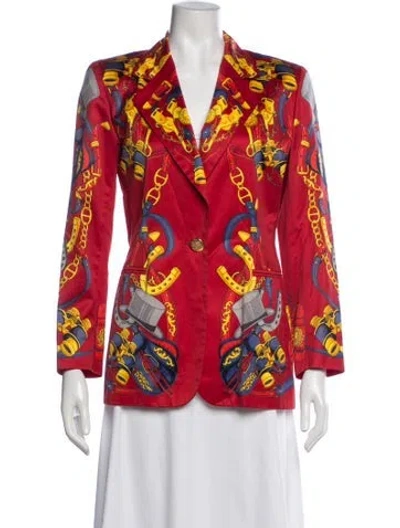 Pre-owned Escada Margaretha Ley Graphic Print Blazer In Red