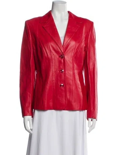 Pre-owned Escada Margaretha Ley Lamb Leather Blazer In Red