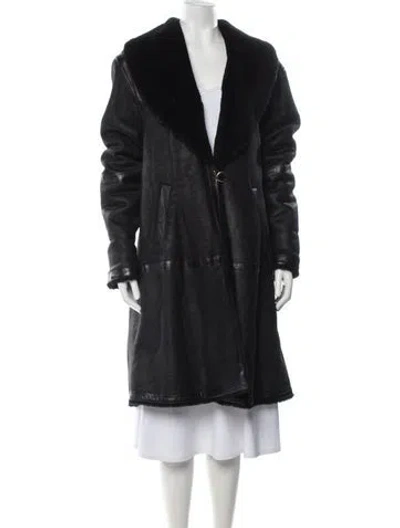Pre-owned Escada Margaretha Ley Lamb Leather Coat In Black