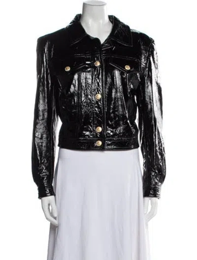 Pre-owned Escada Margaretha Ley Leather Blazer In Black