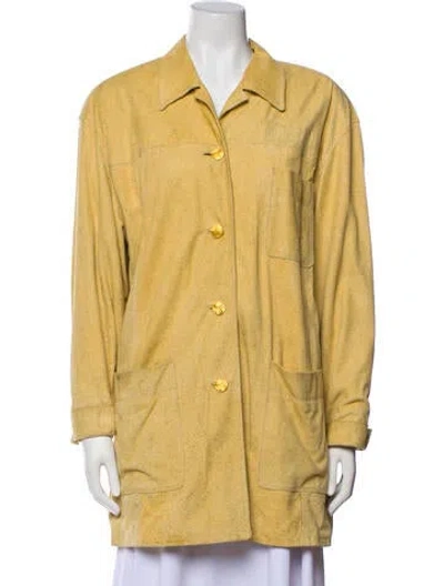 Pre-owned Escada Margaretha Ley Leather Coat In Yellow