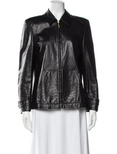 Pre-owned Escada Margaretha Ley Leather Jacket In Black