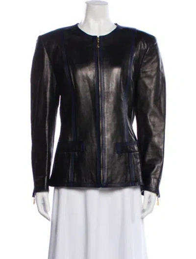 Pre-owned Escada Margaretha Ley Leather Jacket In Black