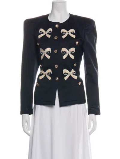 Pre-owned Escada Margaretha Ley Patterned Blazer In Black