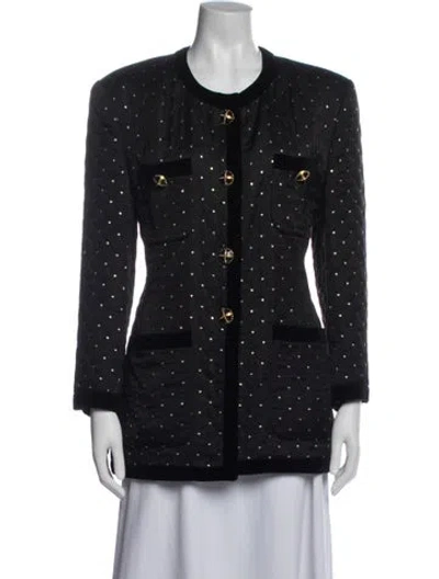 Pre-owned Escada Margaretha Ley Patterned Jacket In Black