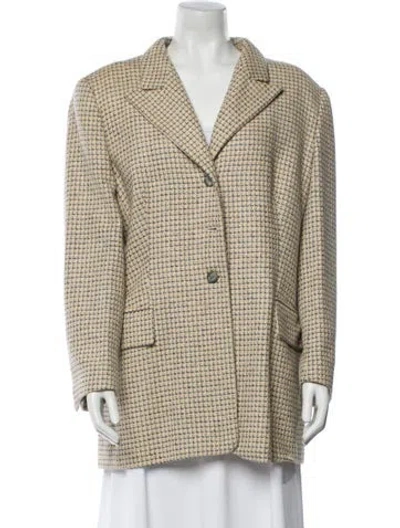 Pre-owned Escada Margaretha Ley Plaid Print Blazer In Blue